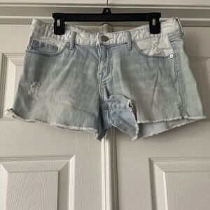 Mossimo Womens Cut Off Shorts Sz 10 Pockets Denim Distressed Beach Stretch Blue